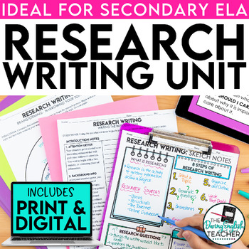Preview of Research Paper Writing Unit - graphic organizers and instruction PRINT & DIGITAL