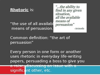 Preview of Introduction to Rhetoric and Rhetorical Analysis Lesson