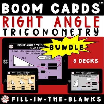 Preview of Introduction to Right Triangle Trigonometry Digital Boom Cards™ Math BUNDLE