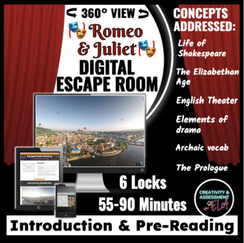 Preview of Introduction to Romeo & Juliet Unit Pre-Reading 360 Digital Escape Room Activity
