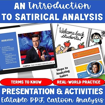 Preview of Introduction to Satire Unit - Satirical Types, Terms, Article & Cartoon Analysis