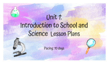 Preview of Introduction to School and Science Unit Lesson Plans