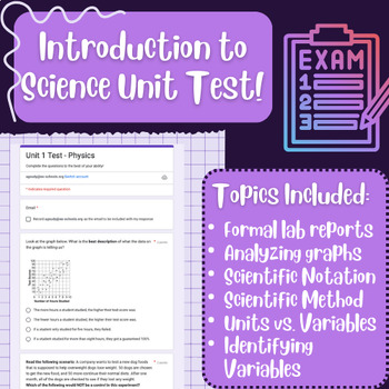 Preview of Introduction to Science Unit Test! Google Form - No Prep!