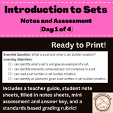 Introduction to Sets Day 1 Notes and Assesments Bundle