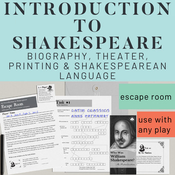 Preview of Introduction to Shakespeare Escape Room + Shakespeare's Language Sonnet Activity