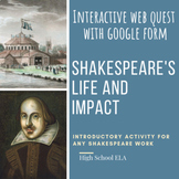 Introduction to Shakespeare Guided Google Form Web Quest; 
