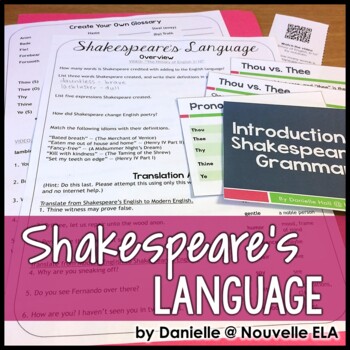 Introduction to Shakespeare's Language Webquest for Interactive Notebooks