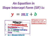 Introduction to Slope Intercept Form (SIF) of Equation inc