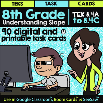 Preview of Introduction to Slope ★ Math TEK 8.4A 8.4B 8.4C ★ Digital 8th Grade Math Review