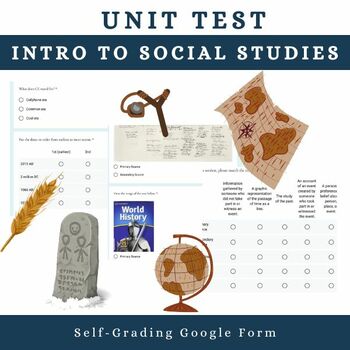 Preview of Introduction to Social Studies and Stone Age Unit Assessment- SELF-GRADING