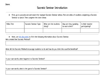 Preview of Introduction to Socratic Seminar Flipped Classroom