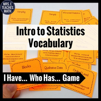 Preview of Introduction to Statistics Vocabulary I Have, Who Has Game