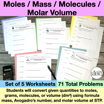 Introduction to Stoichiometry Worksheets Bundle of 5 by Amy Brown Science