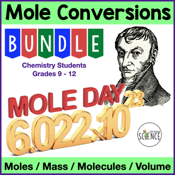 Preview of Mole Conversions Worksheet Bundle Moles Mass Molecules