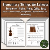 Beginning Strings - Worksheet Bundle (Violin, Viola, Cello, Bass)
