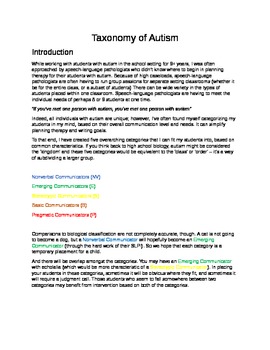 Preview of Introduction to Taxonomy of Autism