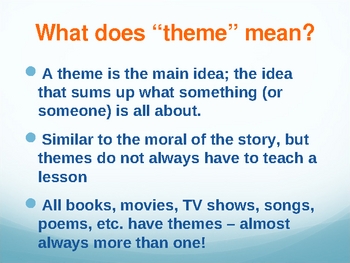 Introduction to Theme for Middle School/Early High School by MissEducation