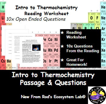 Preview of Introduction to Thermochemistry Reading Worksheet **Editable**
