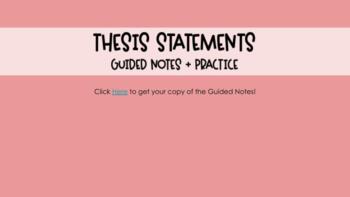 Preview of Introduction to Thesis Statements Notes + Guided Practice