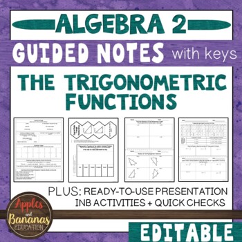 Preview of The Trigonometric Functions - Guided Notes, Presentation, and INB Activities