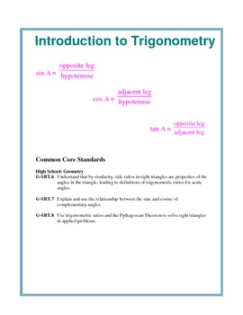 Preview of Introduction to Trigonometry Lesson Plan