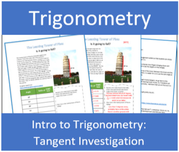 Preview of Introduction to Trigonometry Tangent Investigation
