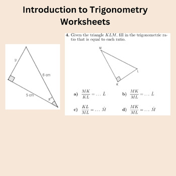 Preview of Introduction to Trigonometry Worksheets