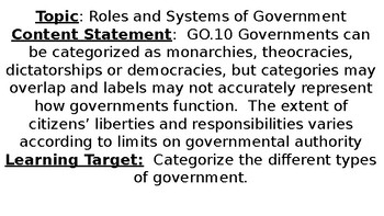 Preview of Introduction to Types of Government