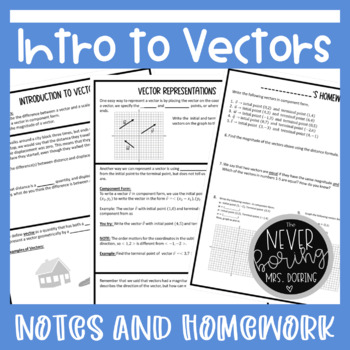 Preview of Introduction to Vectors Guided Notes and Homework