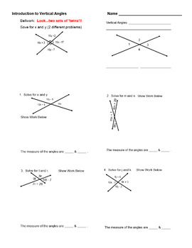 Preview of Introduction to Vertical Angles