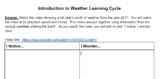 Introduction to Weather 5E Learning Cycle