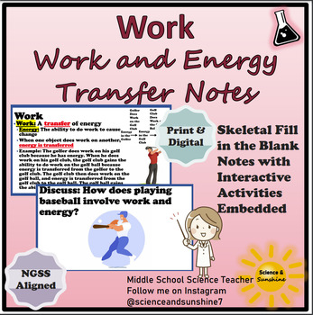 Preview of Introduction to Work and Energy Transfer Powerpoint Notes FREE