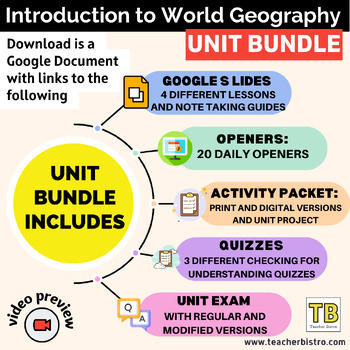 Preview of Introduction to World Geography Google Slides BUNDLE and Note Taking Guides