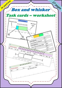 Preview of Introduction to box and whisker plots : worksheet and task cards.