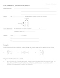 Introduction to creating and understanding matrices Notes Outline