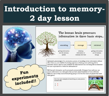 Preview of Introduction to memory-  2 day lesson
