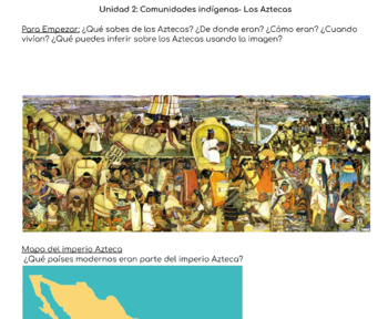 Preview of Introduction to the Aztecs (student facing guided notes)- all in Spanish!