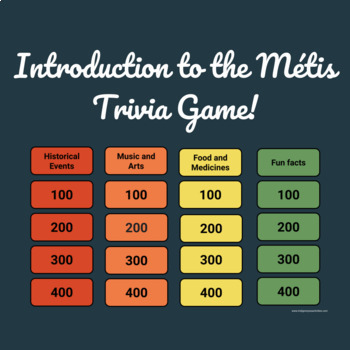 Preview of Introduction to the Métis Trivia Game - Google Slides