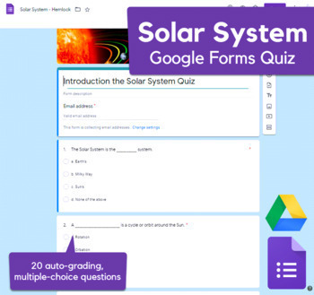 Preview of Introduction to the Solar System - Google Forms Quiz | REMOTE LEARNING