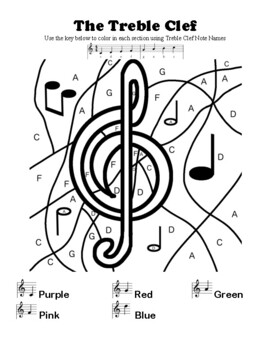 Introduction to the Treble Clef - Color by note by Lessons by Ellie May