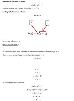 Preview of Introduction worksheet to calculus covering product and quotient rule