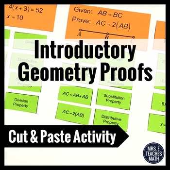 Preview of Introductory Geometry Proofs Cut and Paste Activity
