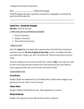 Introductory Paragraphs Notes Lesson Plan by Mr Loman Social Studies ...