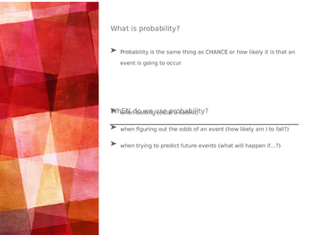 Preview of Introductory Probability Lesson PowerPoint Version Grade 6, 7, 8
