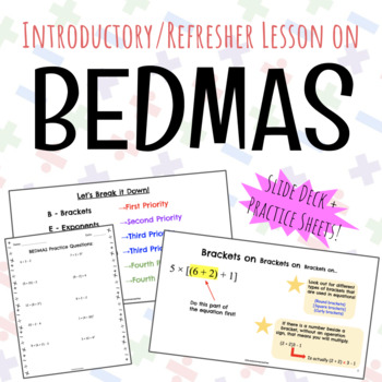 Preview of NO PREP Introductory/Refresher Lesson on BEDMAS + Practice Sheets