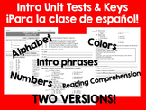 Introductory Tests for la clase de español - alfabeto, núm