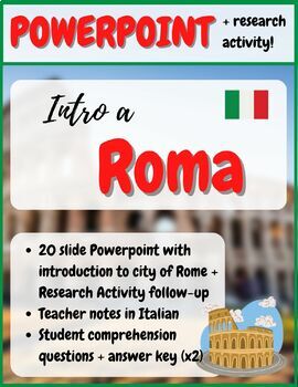 Preview of Introduzione a Roma - Introductory PPT with Activity, Teacher's Notes + Handout