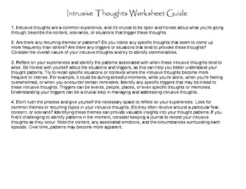 Intrusive Thoughts Worksheet To Conquer The Mind For Mental Clarity