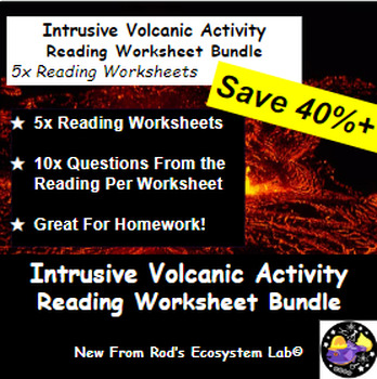 Preview of Intrusive Volcanic Activity Lesson Reading Worksheet Bundle **Editable**