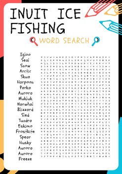 Inuit Ice Fishing No Prep Word Search Puzzle Worksheet Activity Morning